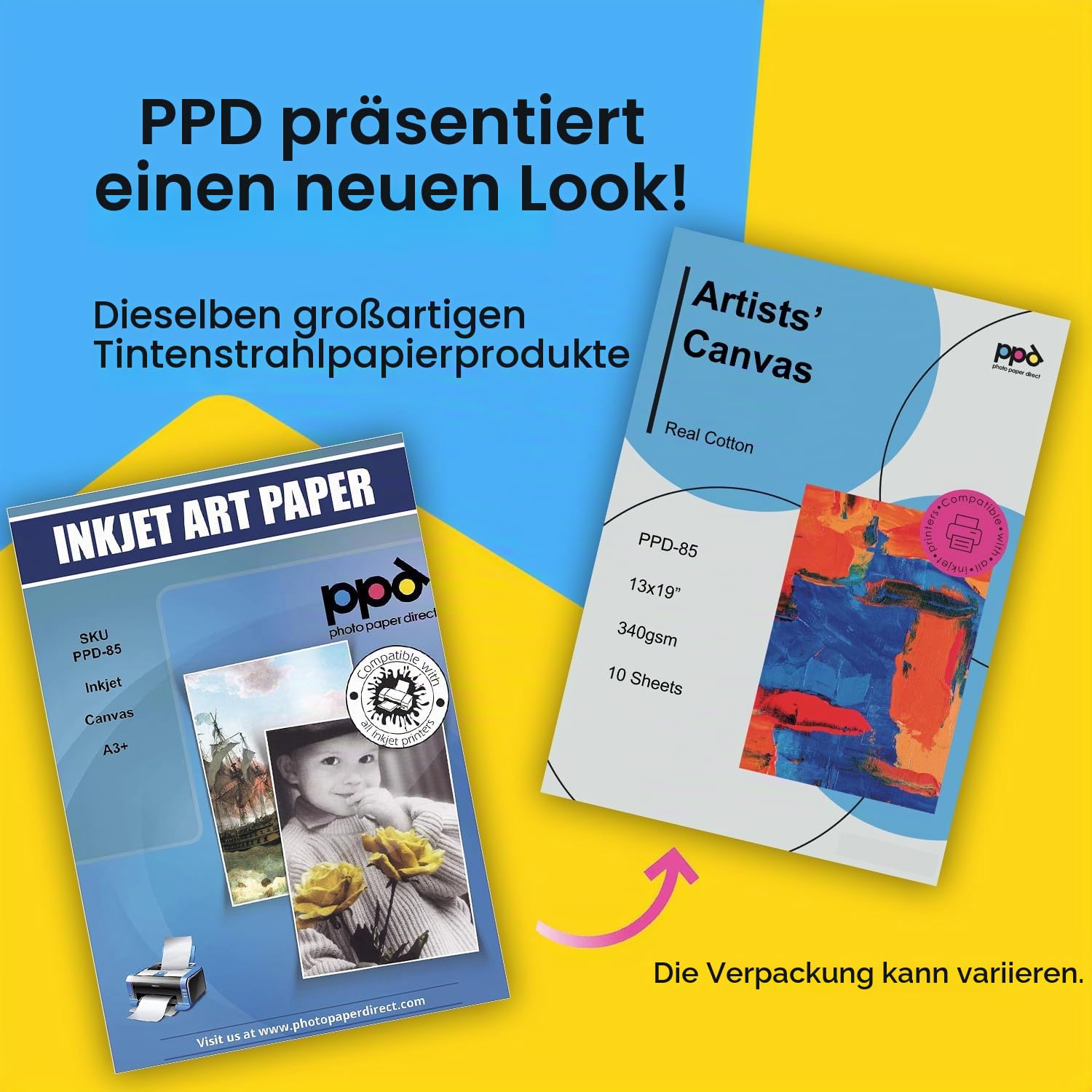 PPD A3 Plus x 10 Blatt Inkjet Canvas Bedruckbares Fotopapier 340g Matt, 100% Baumwolle PPD-85-10