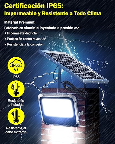 Miniatura 5 de Engrepo Luz solar para exteriores, 10000mAh Luces Solares Luz de inundación de seguridad alimentada por energía solar exterior 3000LM IP65