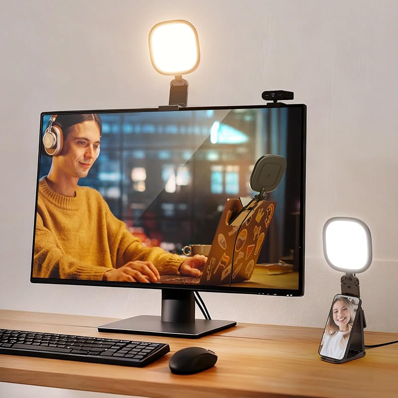 NEEWER BASICS Luz de Monitor de 5" con Soporte, Iluminación de Zoom para Videoconferencia, 10W Bi Color Edge Lit CRI95 USB LED Panel Anillo de Luz para Escritorio Computadora portátil Webcam Grabación de Videollamadas, NL10