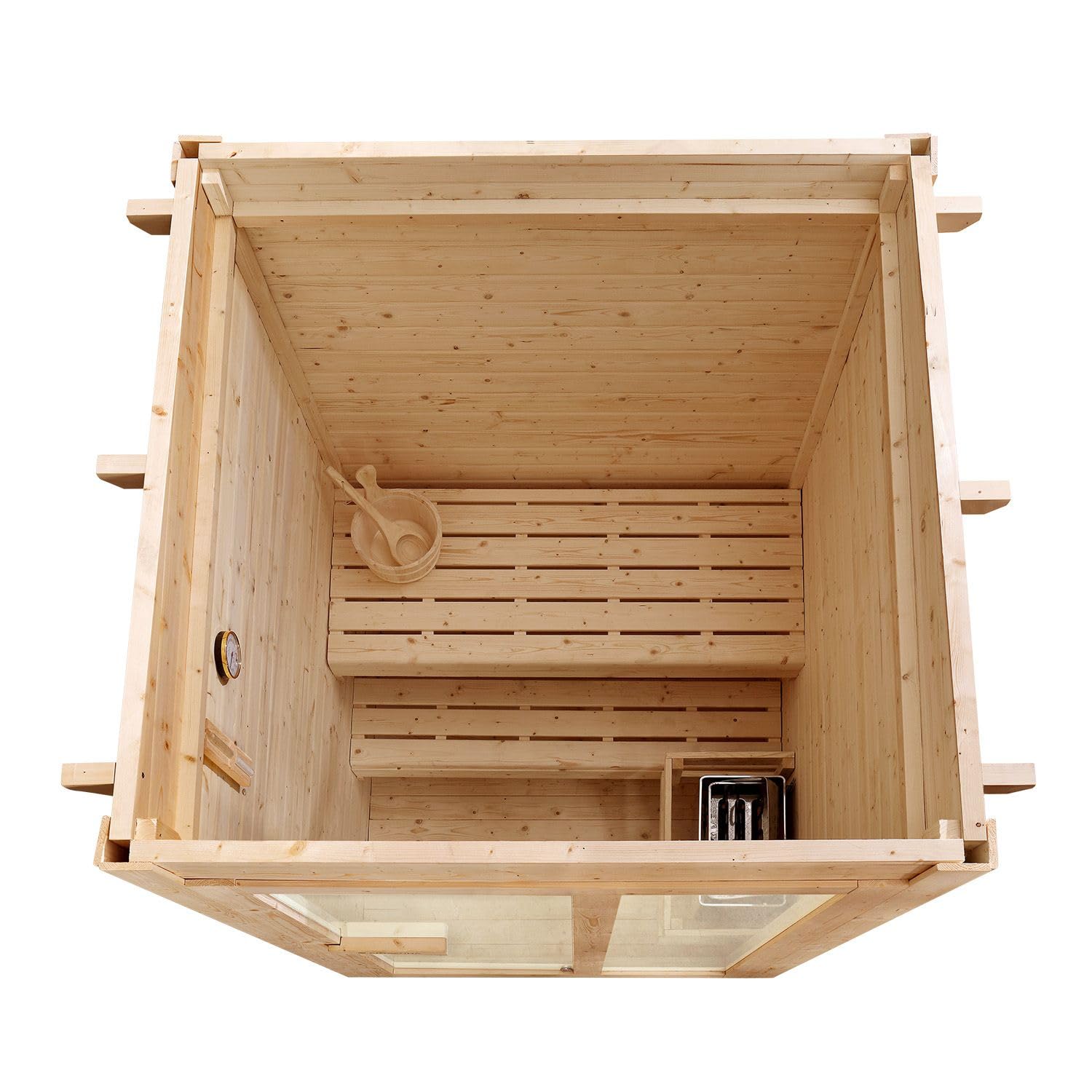 Artsauna Varberg Gartensauna 145 x 150 cm 4,5 kW Ofen Fichtenholz Outdoorsauna für 2 Personen Komplettset