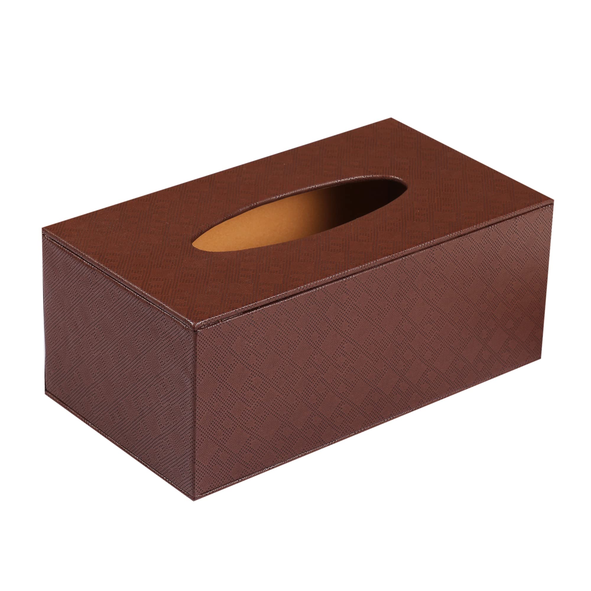 Anything & Everything Faux Leather Tissue Box Holder, Napkin Holder Box for Home and Car - Brown Pattern 3