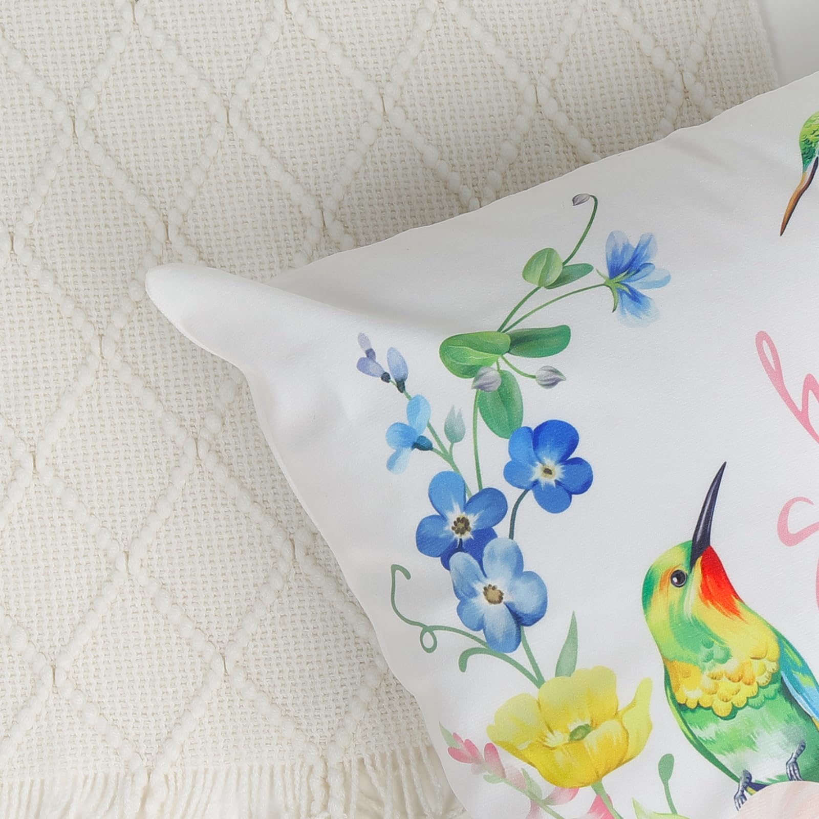 Federe Cuscini Primavera 45x45cm - Stampa Gnomi, Fiori E Camion, Set Di 4, Perfette Per Divano E Letto - Foto 8