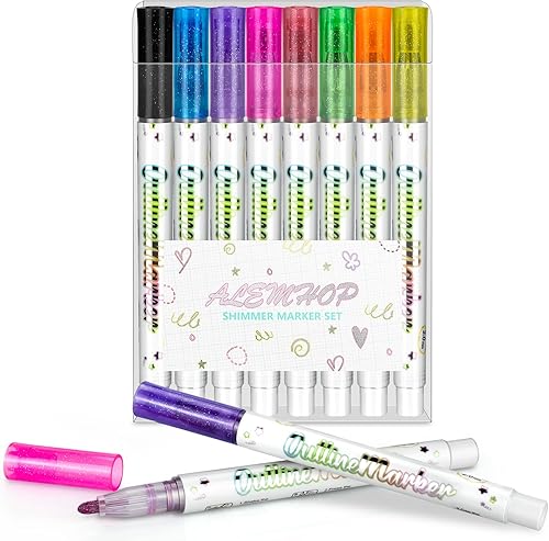 ALEMHOP Marcadores de brillo - Bolígrafos de contorno  Relleno de cesta de Pascua, marcadores metálicos, kit de dibujo, bolígrafos divertidos,