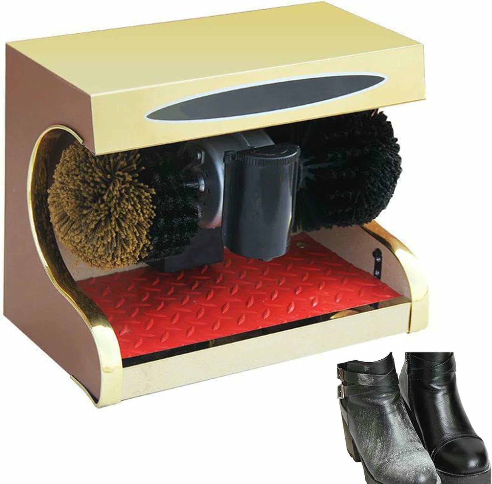 Petite Cireuse à Chaussures à Induction Automatique, Cireuse à Chaussures éLectrique avec Brosse Douce Et Dure, Machine De Nettoyage De Chaussures pour Hall D'EntréE D'HôTel