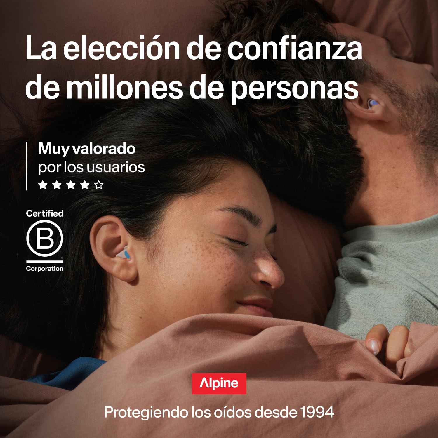 Alpine SleepDeep Tapones de Oídos para Dormir - M/L (1 Par) - Tapones Antiruido 3D con Gel Supresor de Ruido - Filtros Suaves para Dormir de Lado - Reducen Ronquidos y Ruidos