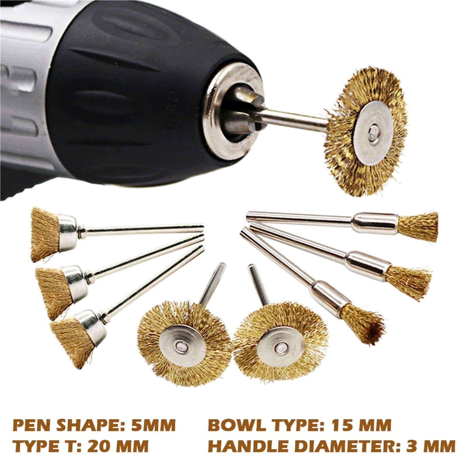 Nasadki szczotkowe do wiertarek, Szczotki metalowe Ścierne koło szczotki drucianej 20/60 szt. Do polerowania narzędzi obrotowych. Gratować(60PCS Product 1 A)
