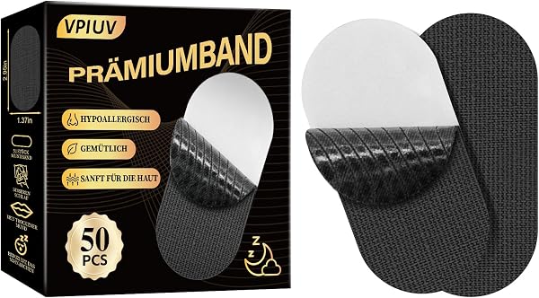 Mouth Tape per Dormire (50 Pezzi) – Cerotti Bocca Antirussamento per Respirazione Nasale, Tenuta Forte anche con Barba, Cotone Traspirante, Misura Universale - 1