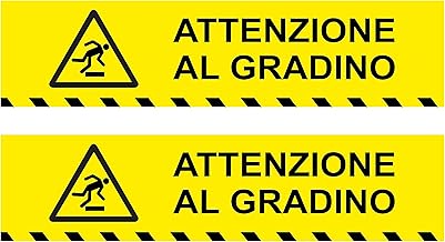 pubblimania Attenzione al gradino Kit 2 Adesivi in PVC alta resistenza Interno/Esterno cm 25x6 (Attenzione al Gradino)