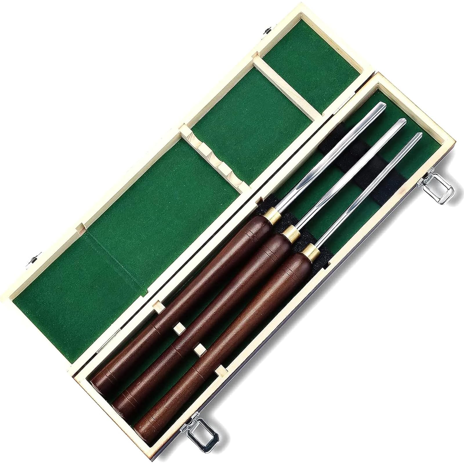 Herramientas for trabajar la madera, juego de cinceles for torno HSS de 3 piezas, herramientas de torneado de madera con caja de madera, herramientas de torno for carpintería de 3/8 pulgadas, 5/8 pulg