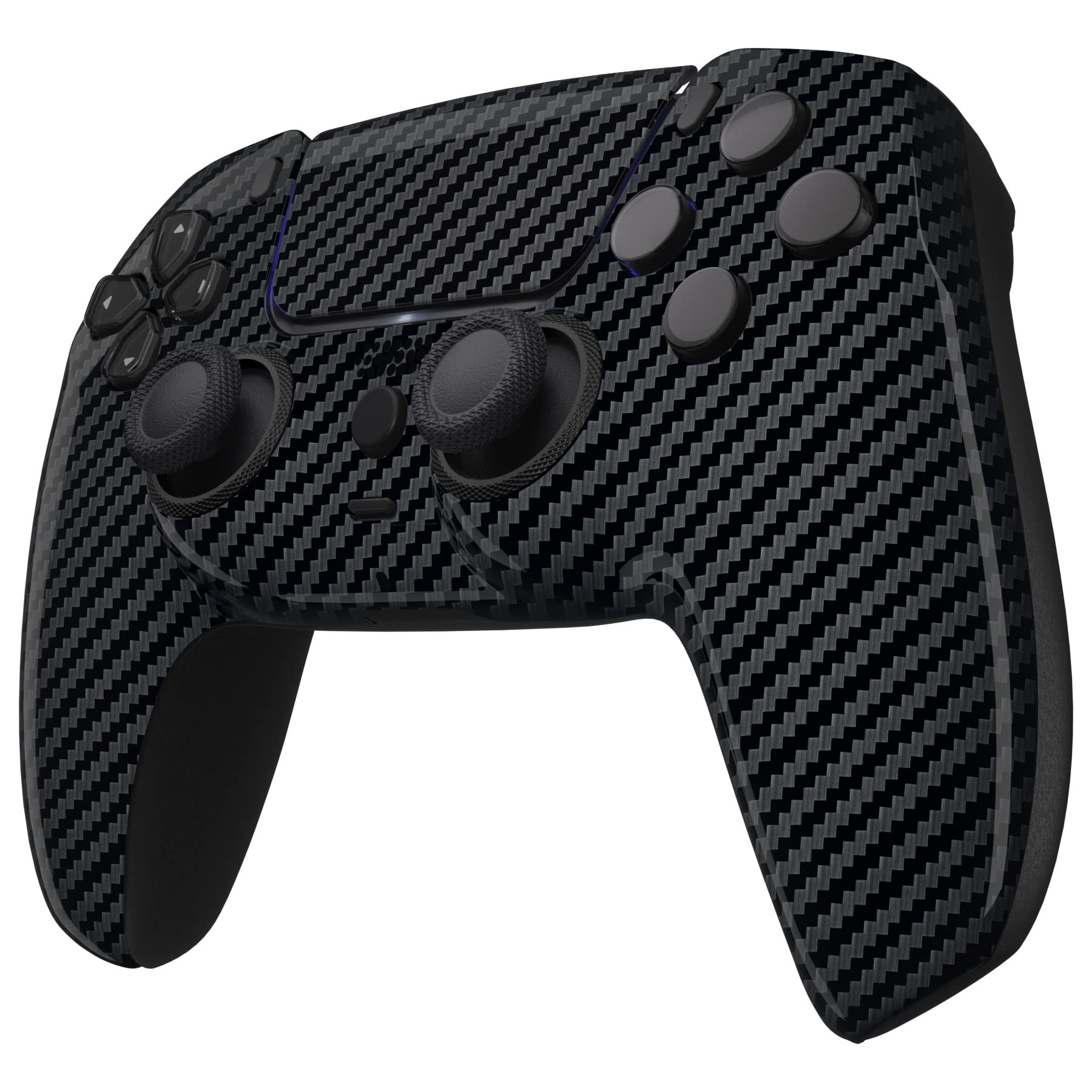 eXtremeRate Luna Cover Ricambio per ps5 Controller,Custodia Copertura Frontale Scocca Shell Ridisegnato&Touchpad&Anelli Compatibile con ps5 Joystick BDM 010/020/030/040/050-Fibra di Carbonio Grafite