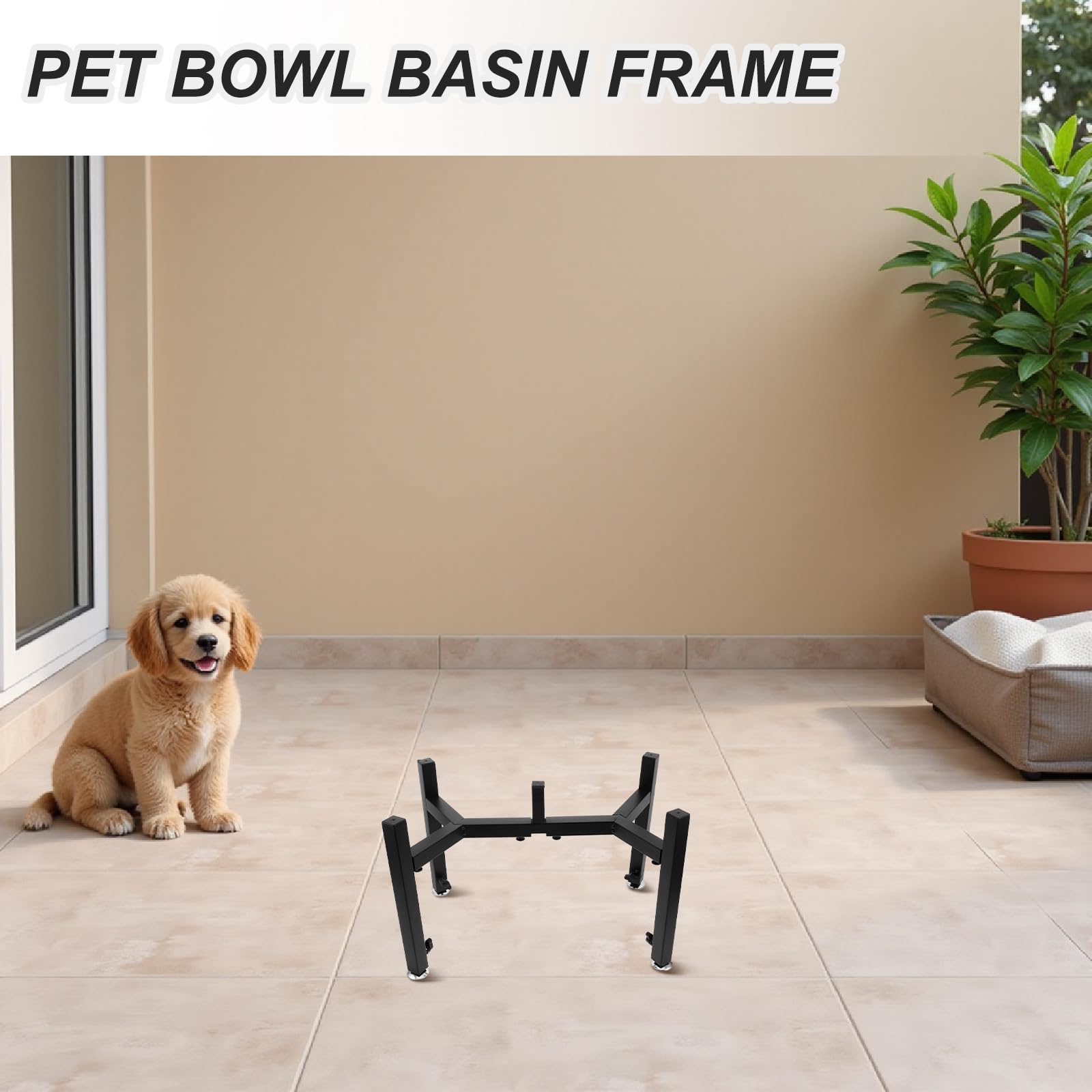 CALLARON Soporte Ajustable para Comedero Elevado de Mascotas Doble Cuenco de Acero Inoxidable Fácil de Limpiar para Perros y Cachorros en Interiores y Exteriores