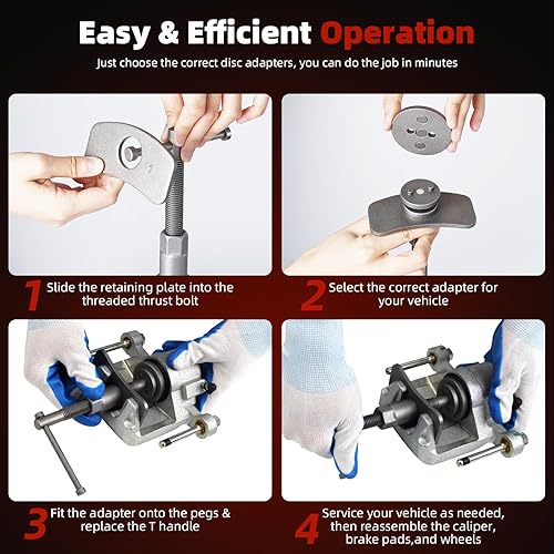 Miniatura 5 de 8milelake calibrador de frenos Wind Back juego de herramientas de calibrador de freno de disco profesional de 21 piezas