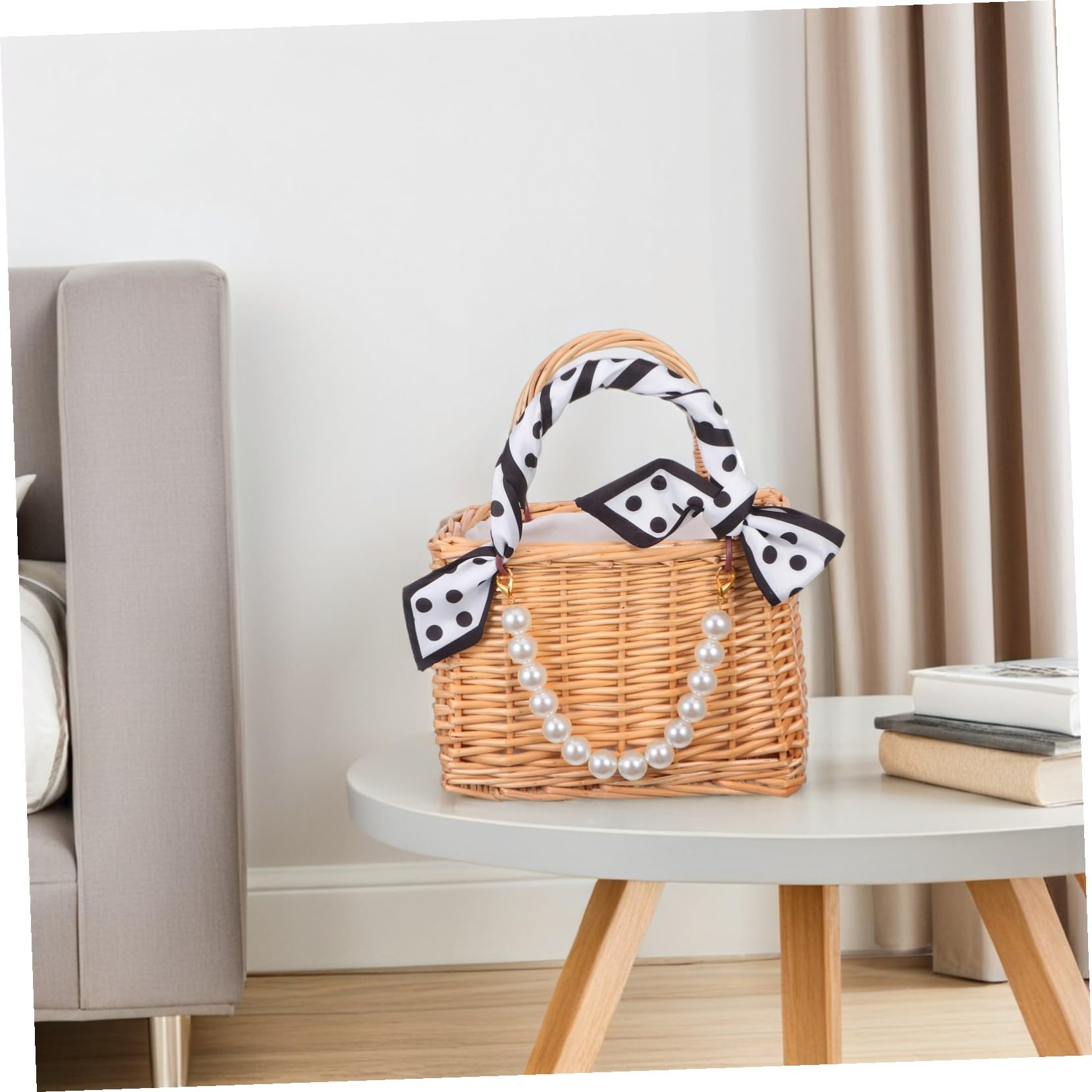 POPETPOP Panier Tressé Main Rotin Cabas Anse Panier de Demoiselle Honneur Décoratif pour Mariage et Plage