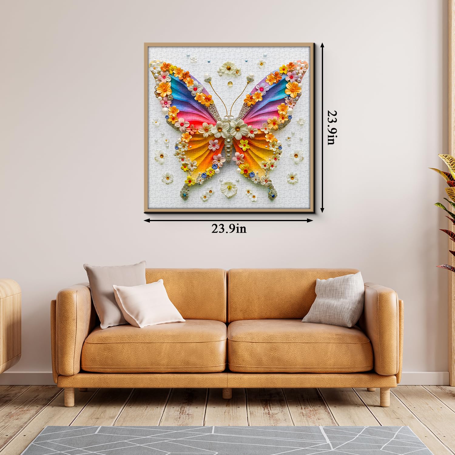 Rainbow Butterfly Puzzles for Adults 1000 Pieces, Flower Butterfly Wings Jigsaw Puzzles, Colorful Jewels Animal Puzzle as Home Decor - Image 4