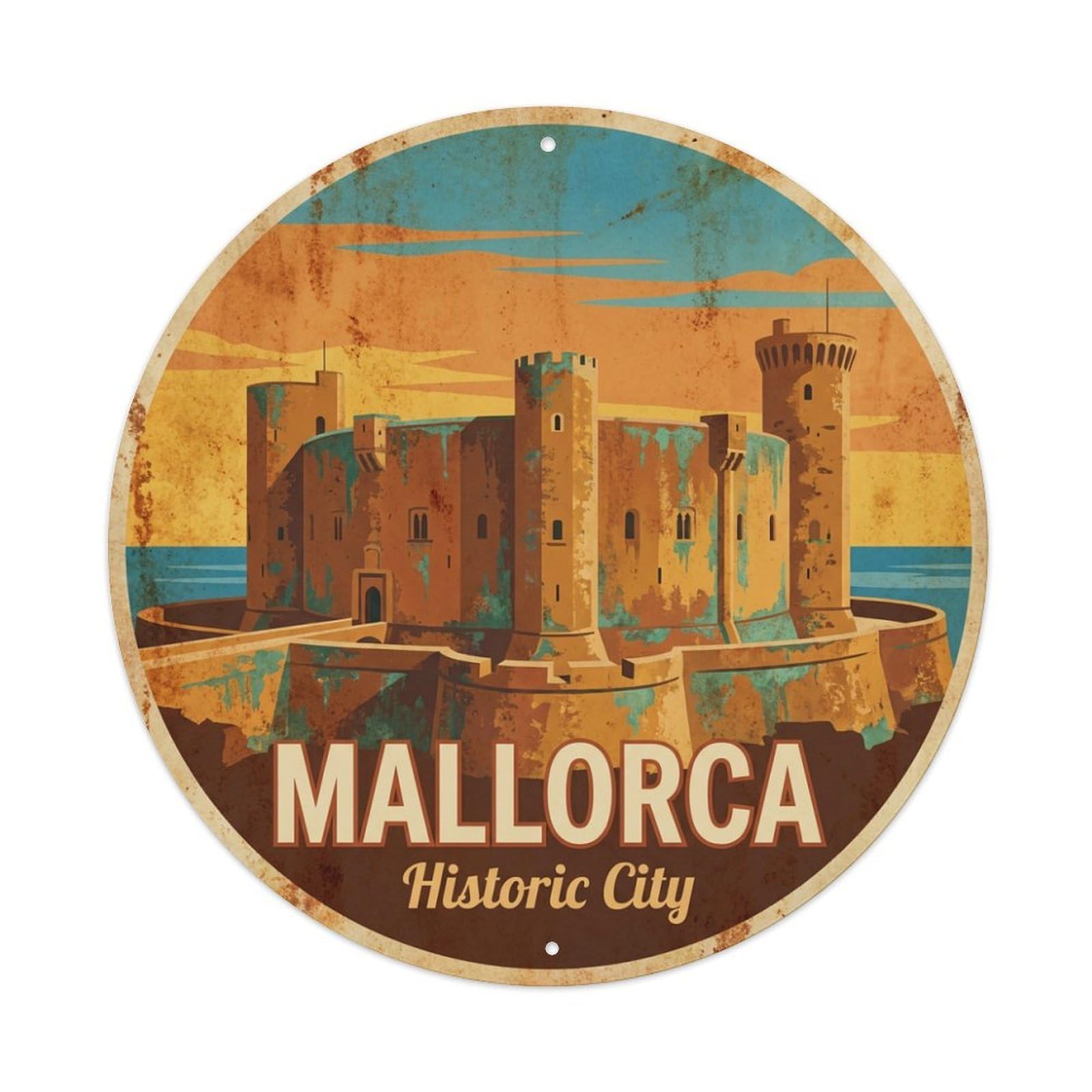 Tgrcjimh Style Metal Tin Sign Vintage Travel Mallorca Spain Heirloom