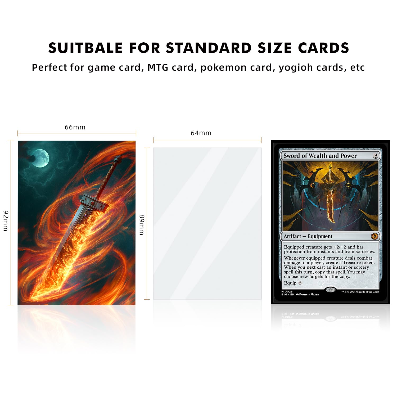 Amazon.com: Katomula 100 MTG Card Sleeves with 100 Inner Sleeve, Textured  Back Art Sleeves, Fit Standard Size Cards (Cloud Buster Sword) : Toys &  Games