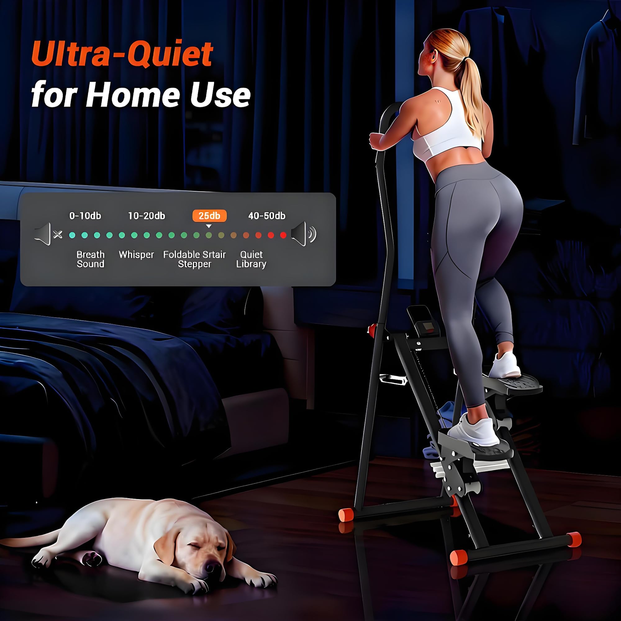 2026 Stair Stepper Home Fitness, Faltbares Treppensteiger mit 3 Stufen Widerstand, 110kg Tragkraft & Verstellbaren Lenker/Pedale, Ganzkörper-Workout Vertical Climber mit LCD-Display für Zuhause/Büro