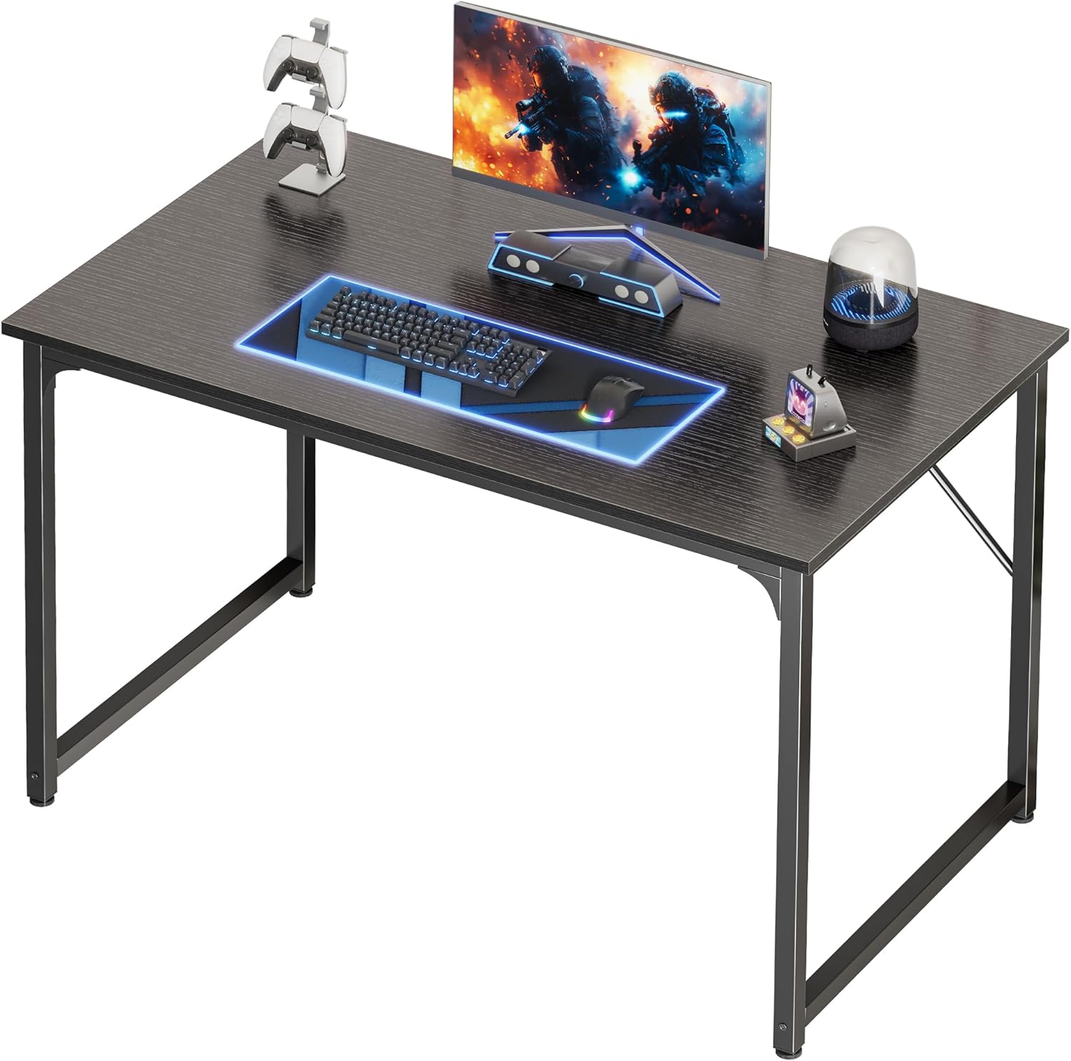 PRAISUN 40 X 24 Inch Computer Desk with Deeper Desktop, Gaming Office Writing Work Desk for Home Office, Study, Bedroom, Work from Home Desk, Metal Frame, Black Black 40*23.6inch