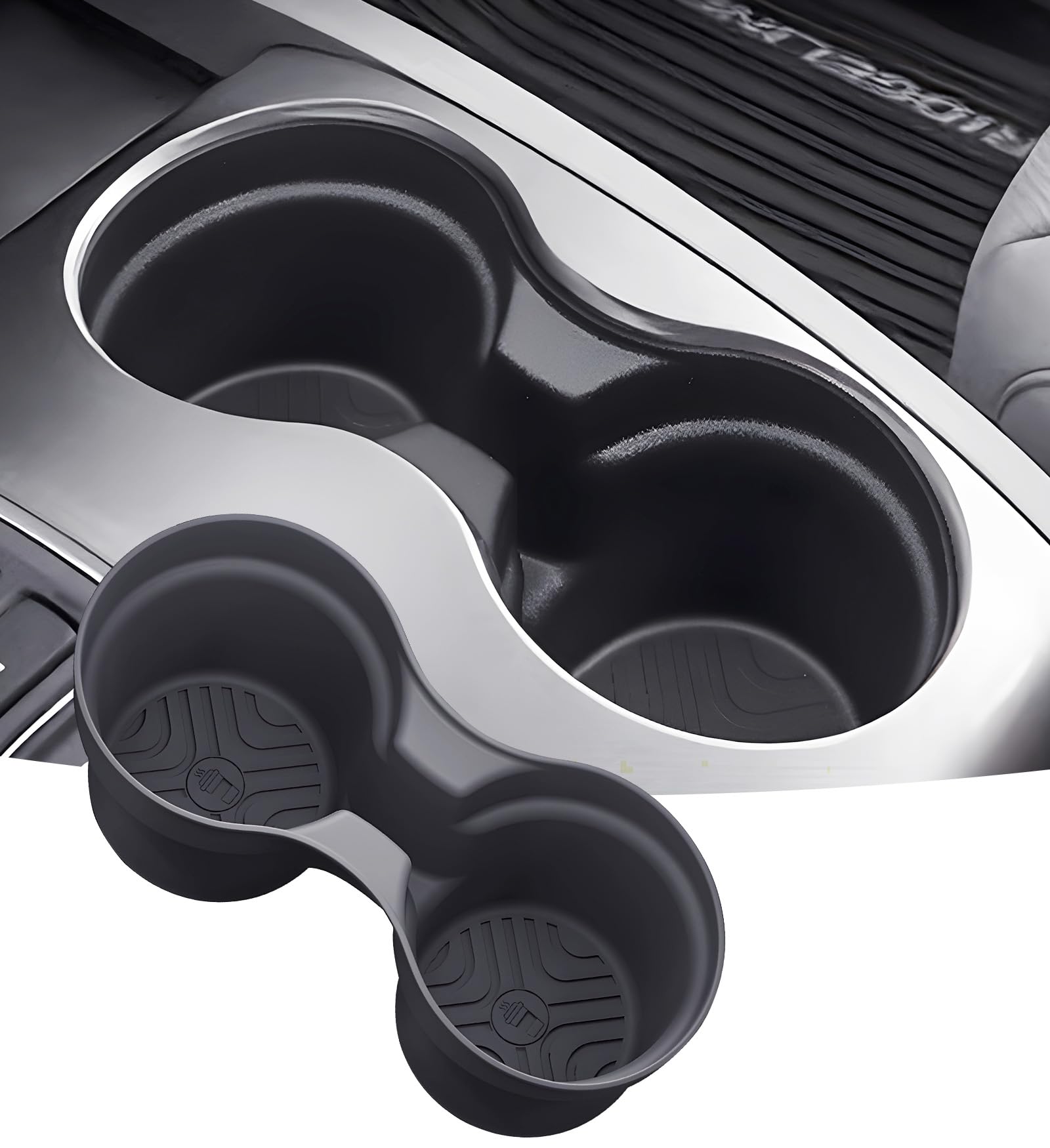 Center Console Cup Holder Inserts for Honda Pilot 2016-2022 &amp; Passport 2019-2023 &amp; Ridgeline 2020-2023, Interior Accessories TPE Car Cup Holders Covers Protector, Black