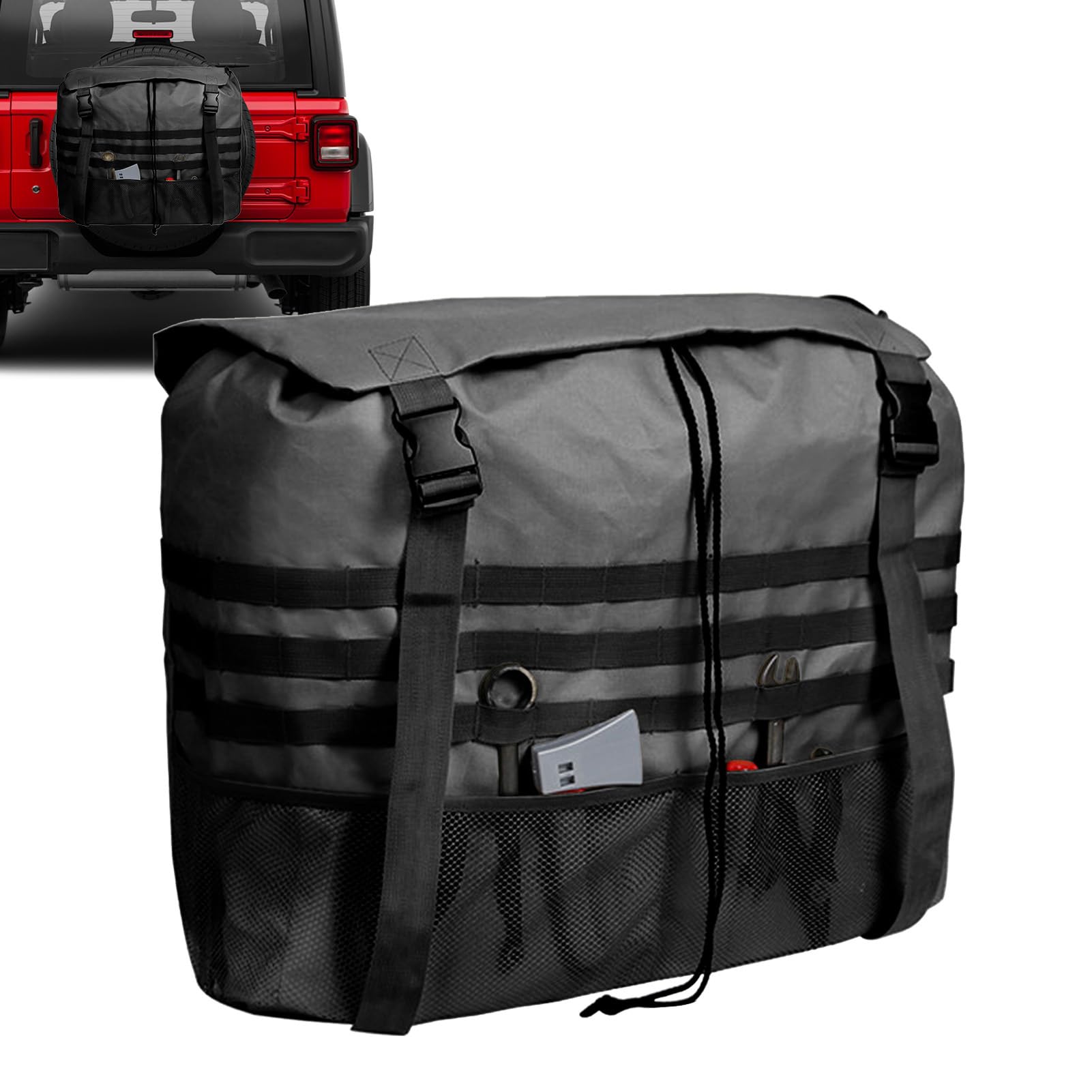 Sacco Rifiuti Ruota Scorta Fuoristrada Impermeabile Resistente UV Grande | Borsa Portaoggetti Da Portellone Adatto Per Fuoristrada Overlanding Escursionismo Auto Veicoli Camion E Camper