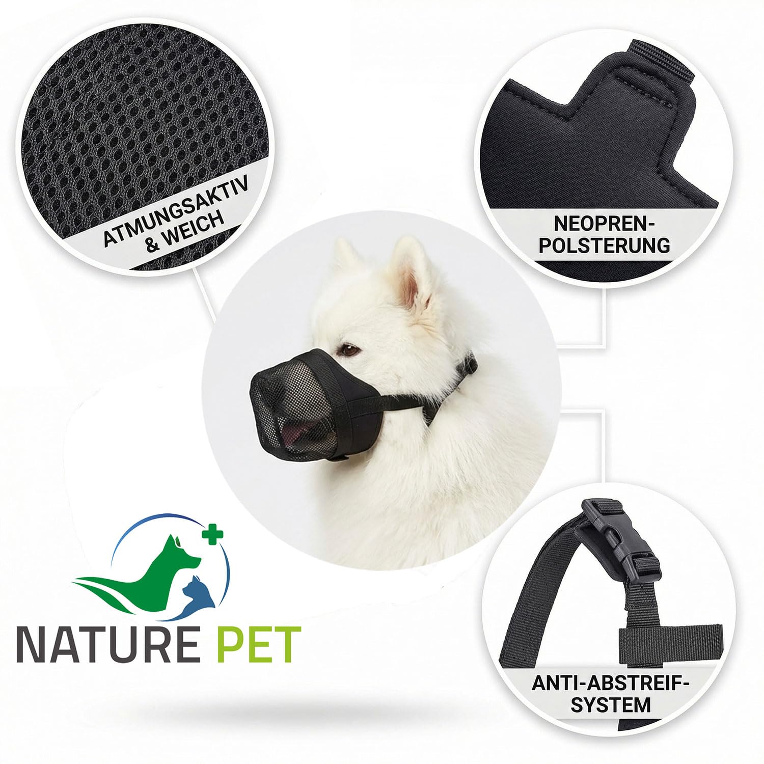 Nature Pet Giftköderschutz Hund/Leckschutz bei Wunden und OP/anstatt Plastik Kragen oder Halskrause/Schutznetz Lange Ausführung (L)