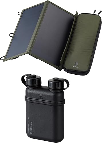 ELECOM NESTOUT - Cargador de panel solar de 2 paneles + banco de energía para exteriores de 15000 mAh (negro)