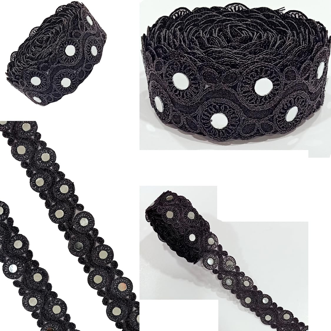 Chahat Laces Borders Material Embroidery Design Work Heavy Trim for Saree,Kurti,Dress,Dupatta,Lehenga Bags,Decorations,Borders,Crafts&Home Decor,Blouse Ribbon Roll 9 Meter, (Black)