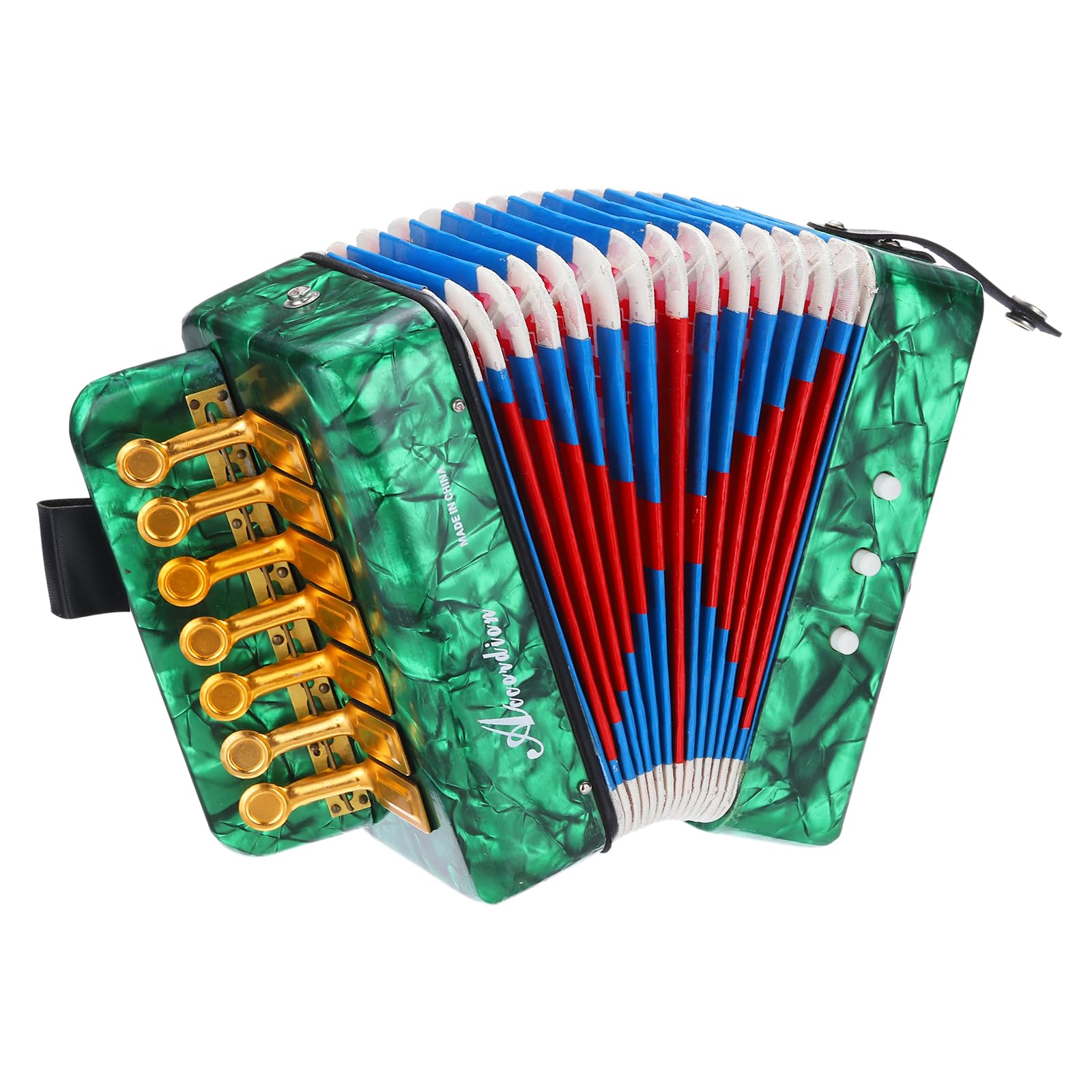 QUARKZMAN Akkordeon, 10-Tasten-Bass-Ziehharmonika Mini-Musikinstrument Leichtgewicht für Erwachsene Anfänger Bildung, Grün