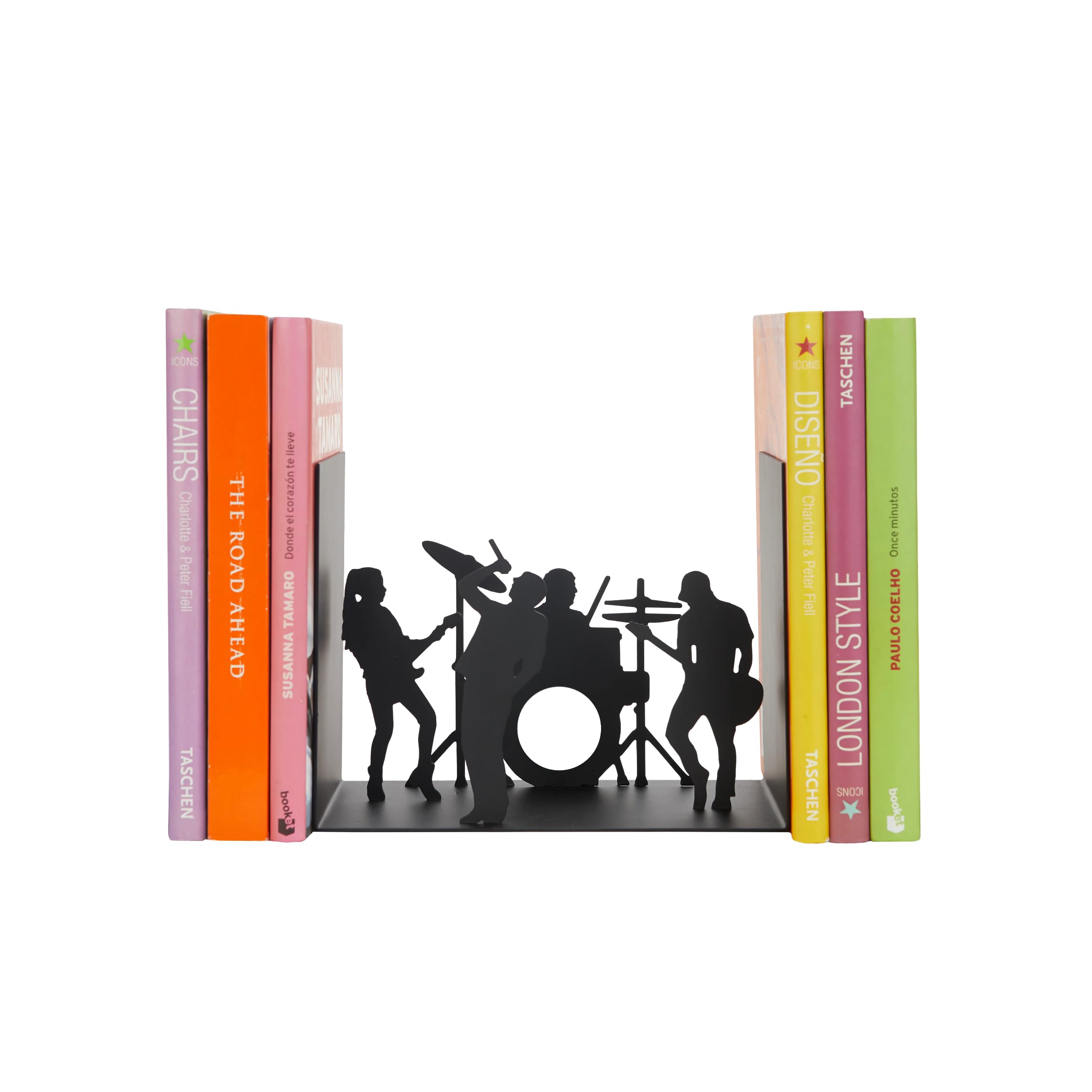 Balvi Sujetalibros The Band Color Negro Una Banda de música llevada a un Soporte de Libros Metal