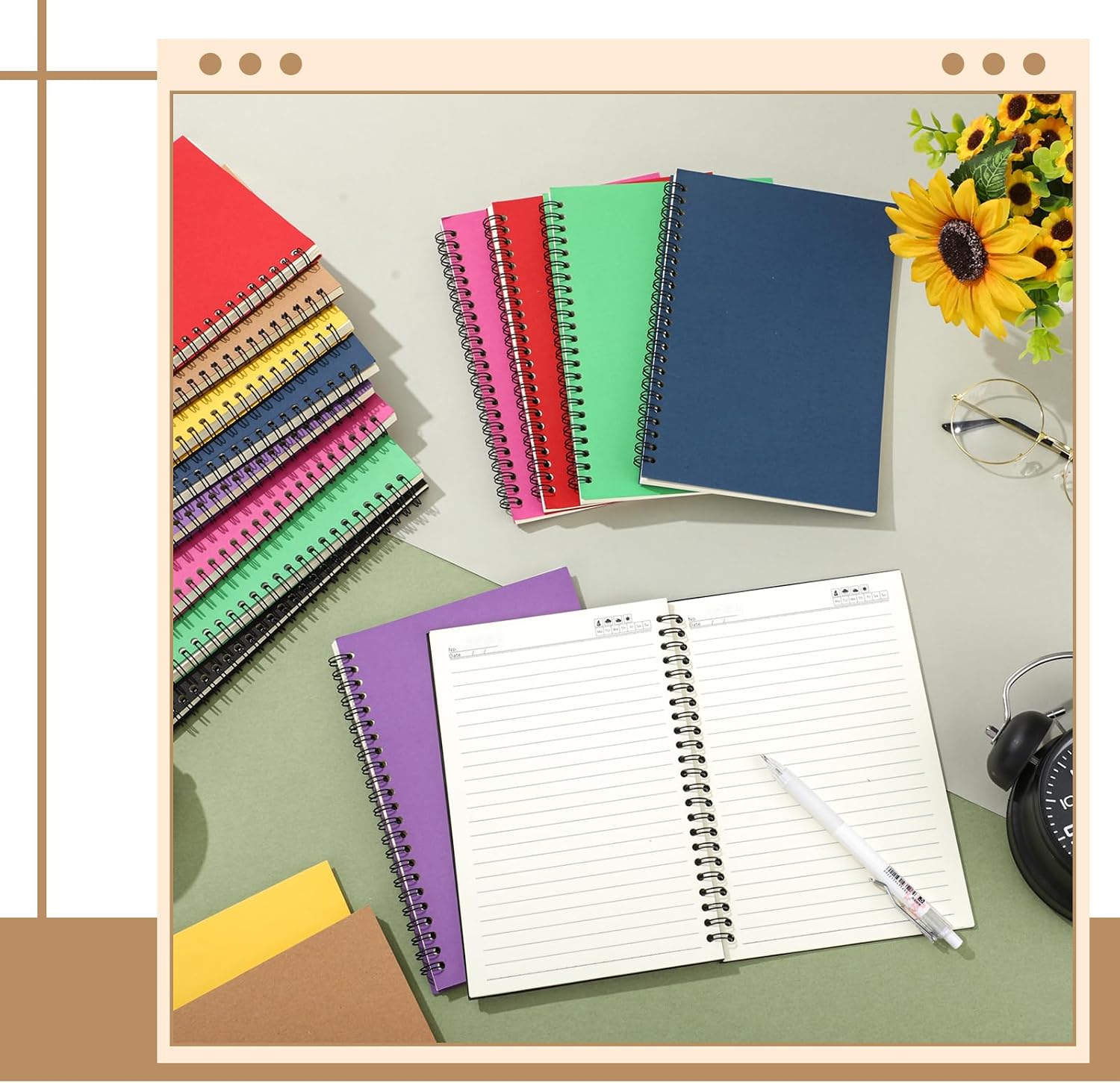 Honoson 32 Pcs A5 Spiral Notebooks Bulk 6x8 Inch Lined Spiral Notebook 6x8 Multicolor College Ruled Journal 100 Pages 50 Sheets for Back to School Work Notetaking for Women Men Student School Supplies image 5