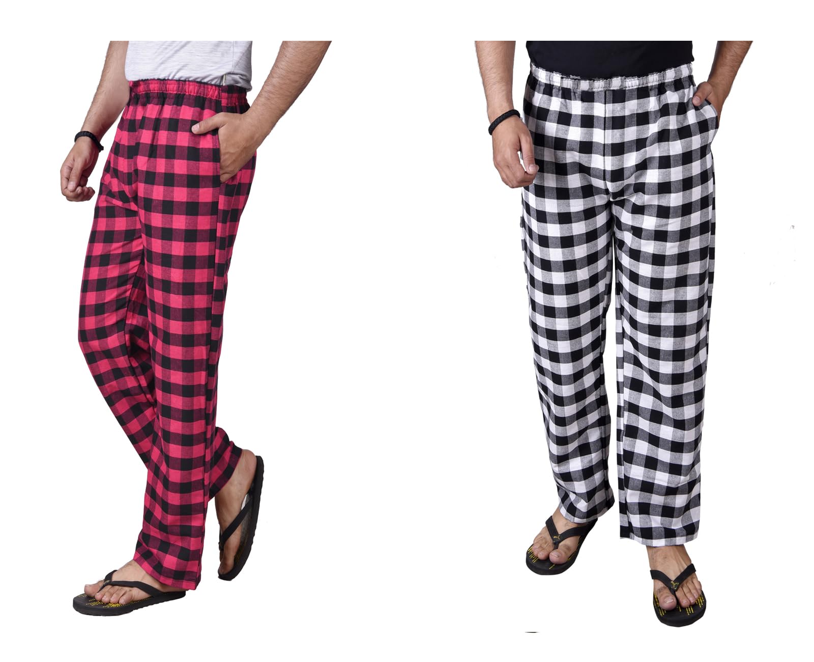 letz dezine Comfortable and Stylish Cotton Check Pyjama for Men - Stay Cozy All Day Night! Pack of 2, (Free Size, Multicolor LDS11457)-picture-37