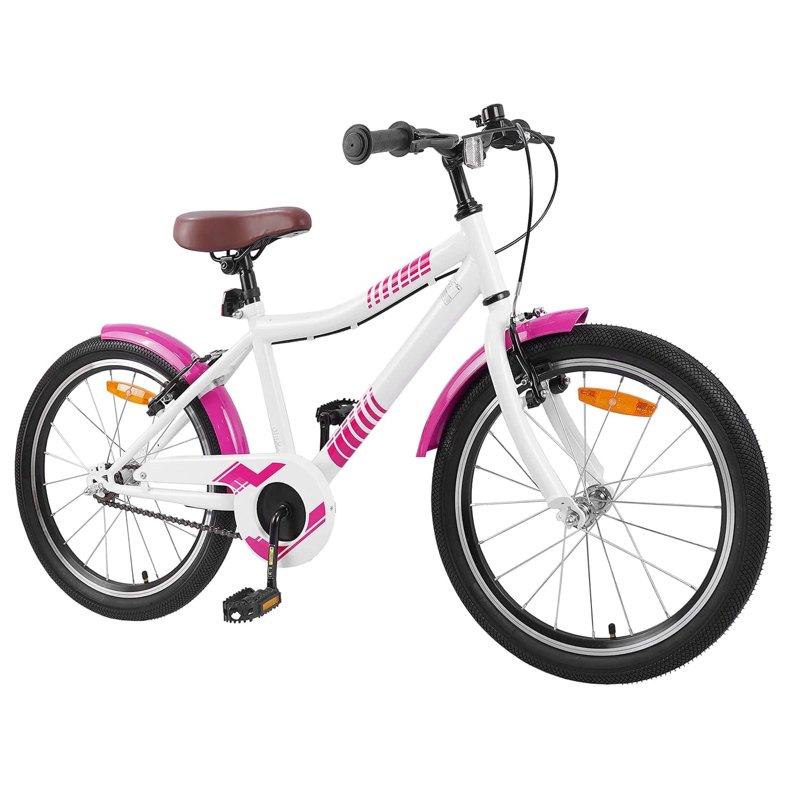 Kinderfahrrad 18 Zoll für 5-7 Jahre, verstellbares Fahrrad mit Stahlrahmen, Rücktrittbremse und Schutzblech, 123 x 51 x 78 cm, Lila