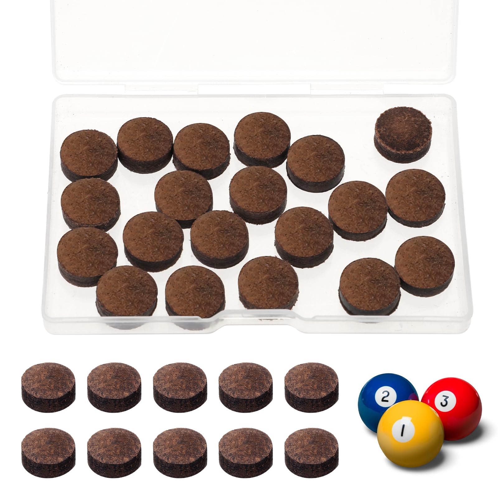 JJUNW 20 stuks biljartkeu punten, 13mm poolkeu punten vervangingsset, biljart poolkeu tips vervangingstips biljart keu accessoires set voor biljartstokken snooker poolkeu
