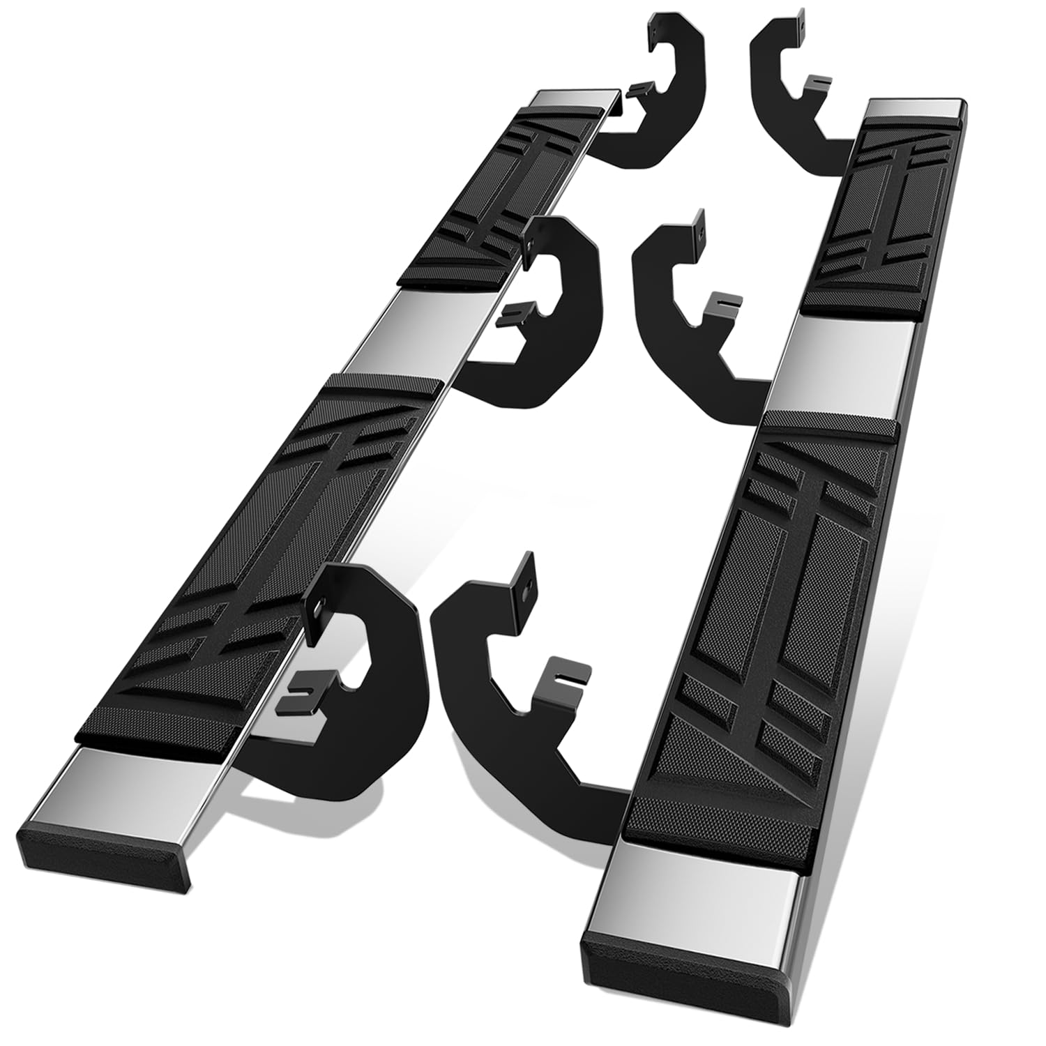 Auto Dynasty Running Boards Compatible with 2019-2024 Chevy Silverado GMC Sierra 1500 2500HD 3500HD Extended Cab, Stainless Steel Side Step Rail Nerf Bars, 6.5" Step Bars, Chrome