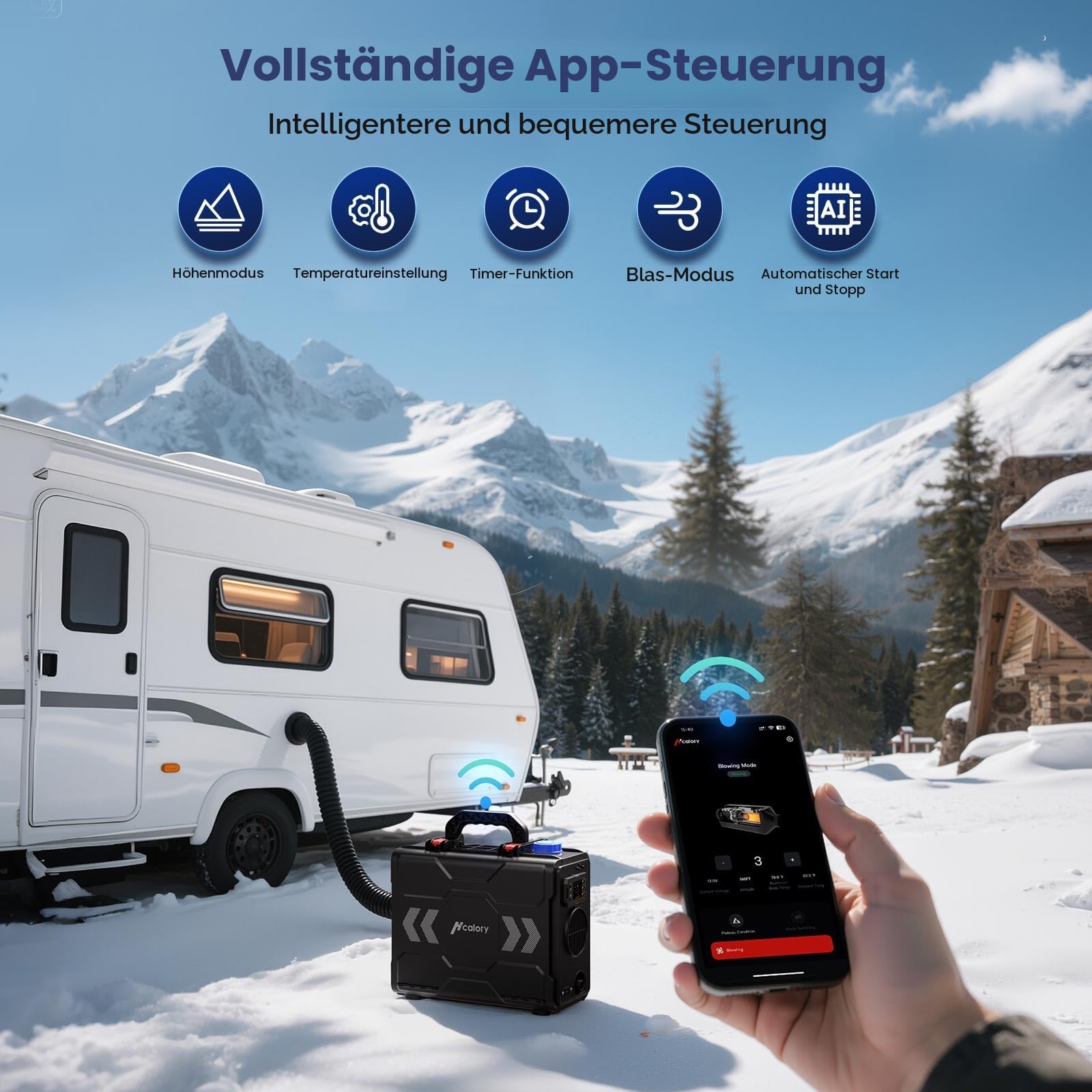 HCALORY AeroHeat 8kW Diesel Standheizung Tragbare Luftheizung 12V 24V 230V | Upgrade Toolbox Dieselheizung mit Bluetooth App & Netzteil Adapter, Heizung für Auto, LKW, Wohnmobil, Camping