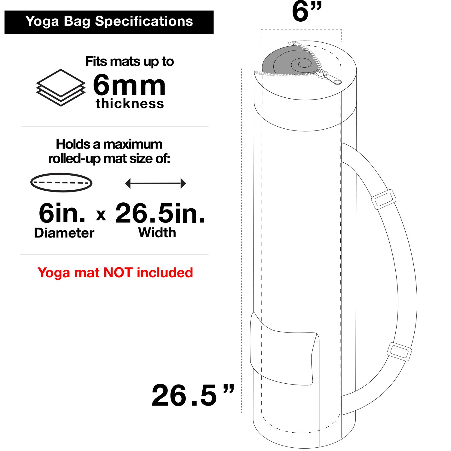 FIT SPIRIT Exercise Yoga Mat Gym Bag with 2 Cargo Pockets