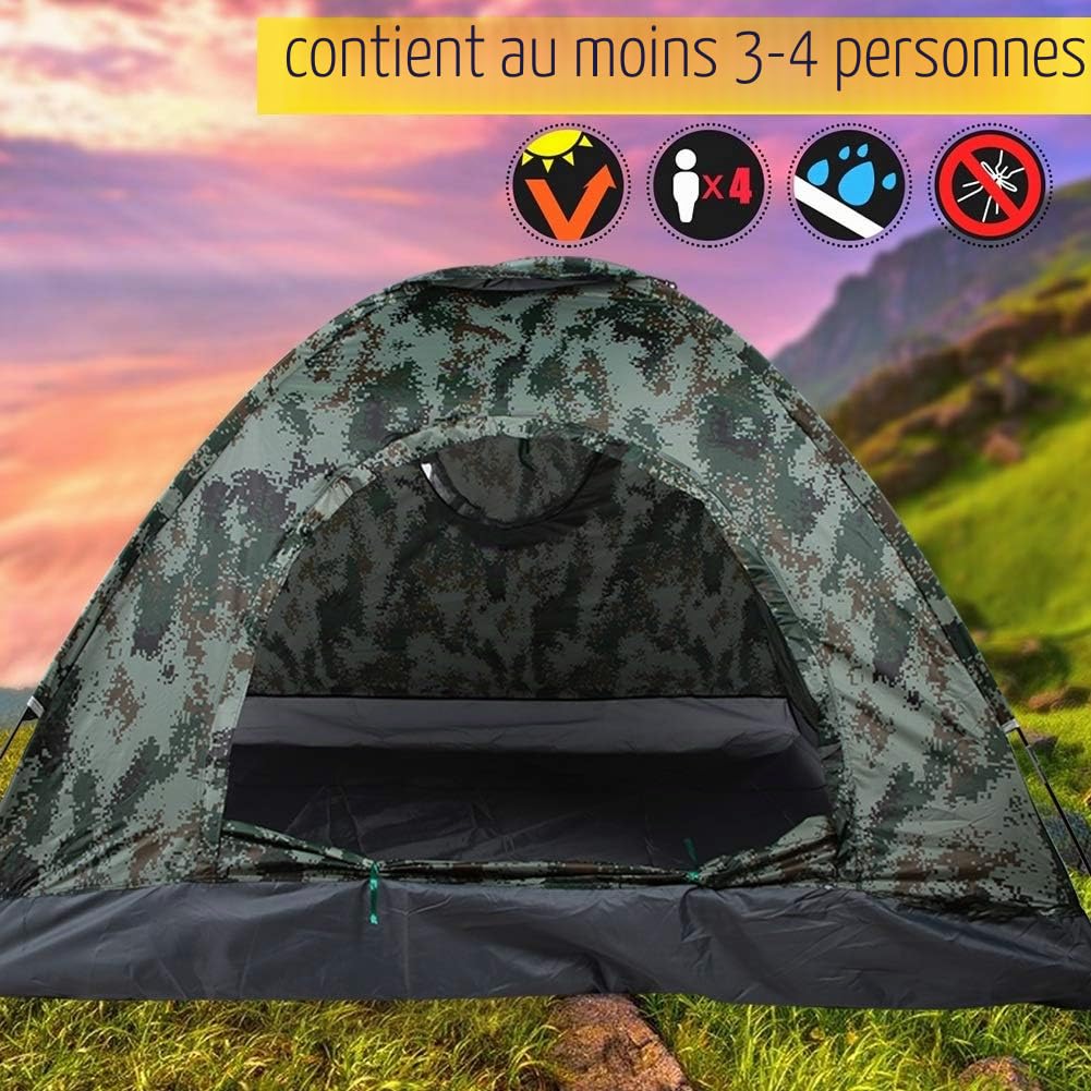 Tente de Camping, Tente de 3-4 Personnes Tentes Dôme Imperméable et Coupe Vent Portable pour Camping Extérieur Randonnée