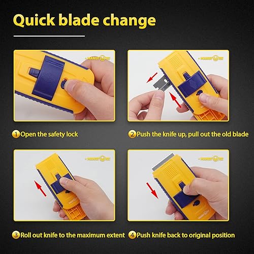 Miniatura 10 de Rascador portátil multiusos para limpiar vidrio, estufa, ventana, piso (1 raspador y 16 cuchillas de acero al carbono)