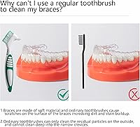 Vista 5 de Cepillo de dientes para dentadura, 4 piezas, cepillo de limpieza para el cuidado de la dentadura, cepillo de dientes de doble cara, cerdas de varias