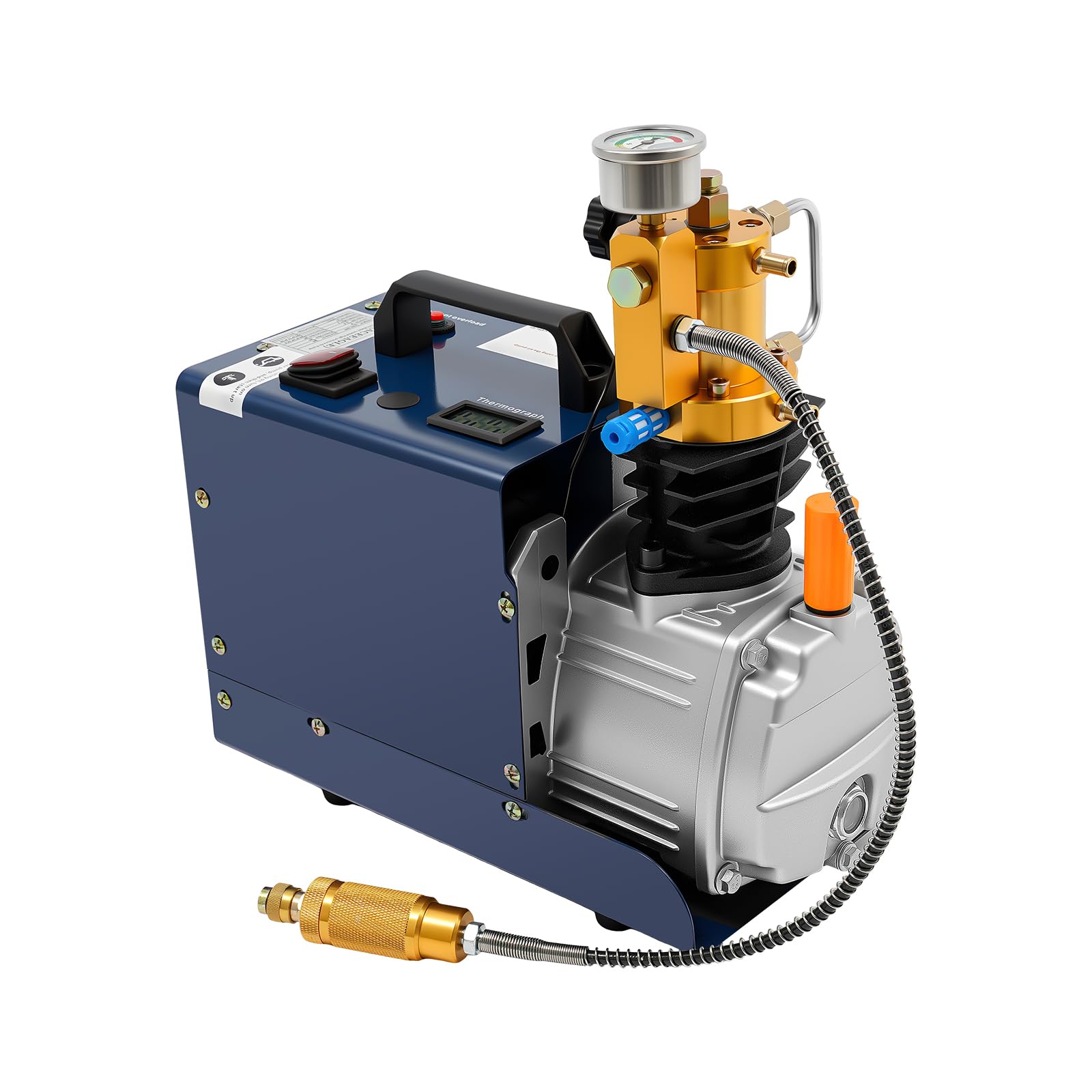 Compresor de alta presión, Pcp Airgun Buceo Bomba 220 V 30 Mpa 300 Bar 4500Psi compresor de aire de alta presión Pcp Airgun Scuba Bomba, 1800 W Stop Air Rifle Compresor con refrigeración por agua y