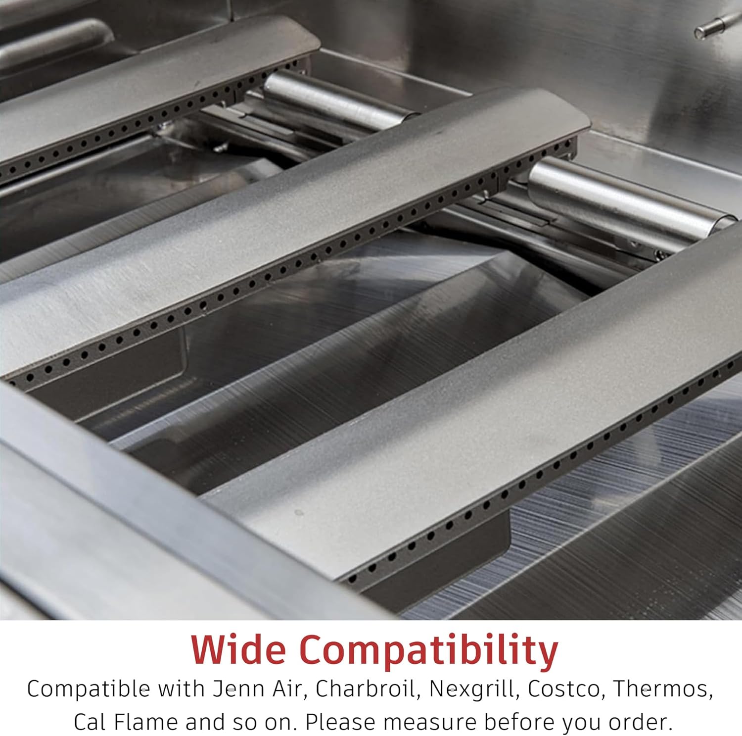 Grill Replacement Parts for Jenn Air 720-0061, 720-0061-LP, 720-0062, 720-0063, 720-0099-NG, 720-0100-NG, Cast 304 Stainless Steel Burners and Stainless Steel Heat Plates for Jenn Air, 3 Packs
