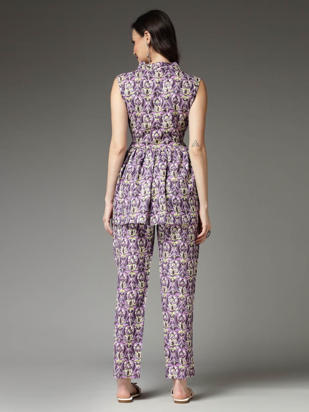 Stylum Women's Printed Rayon Co-Ord Set (Cspurplecherry34_Purple, Xs)