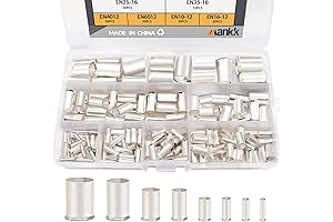 Mankk 0 Gauge Ferrules Crimp Terminal Connectors - 166pcs AWG Silver-Plated Copper...