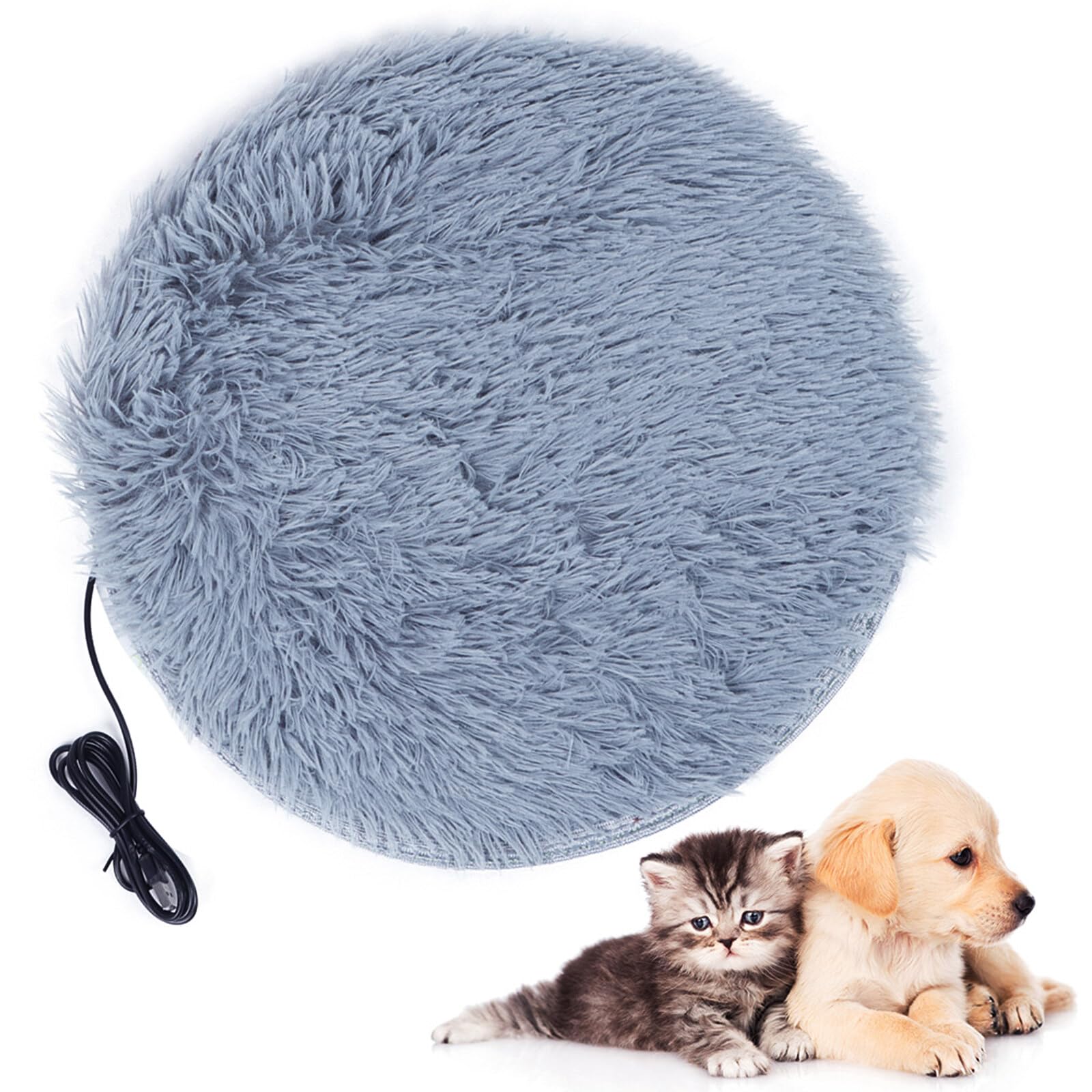 Haokaini Manta Calefactora para Mascotas Calefacción Constante Almohadilla Calefactora Eléctrica Colchón Felpa Alfombra de Cama Calentada con Cable USB para Perros Pequeños Gatos Gatitos