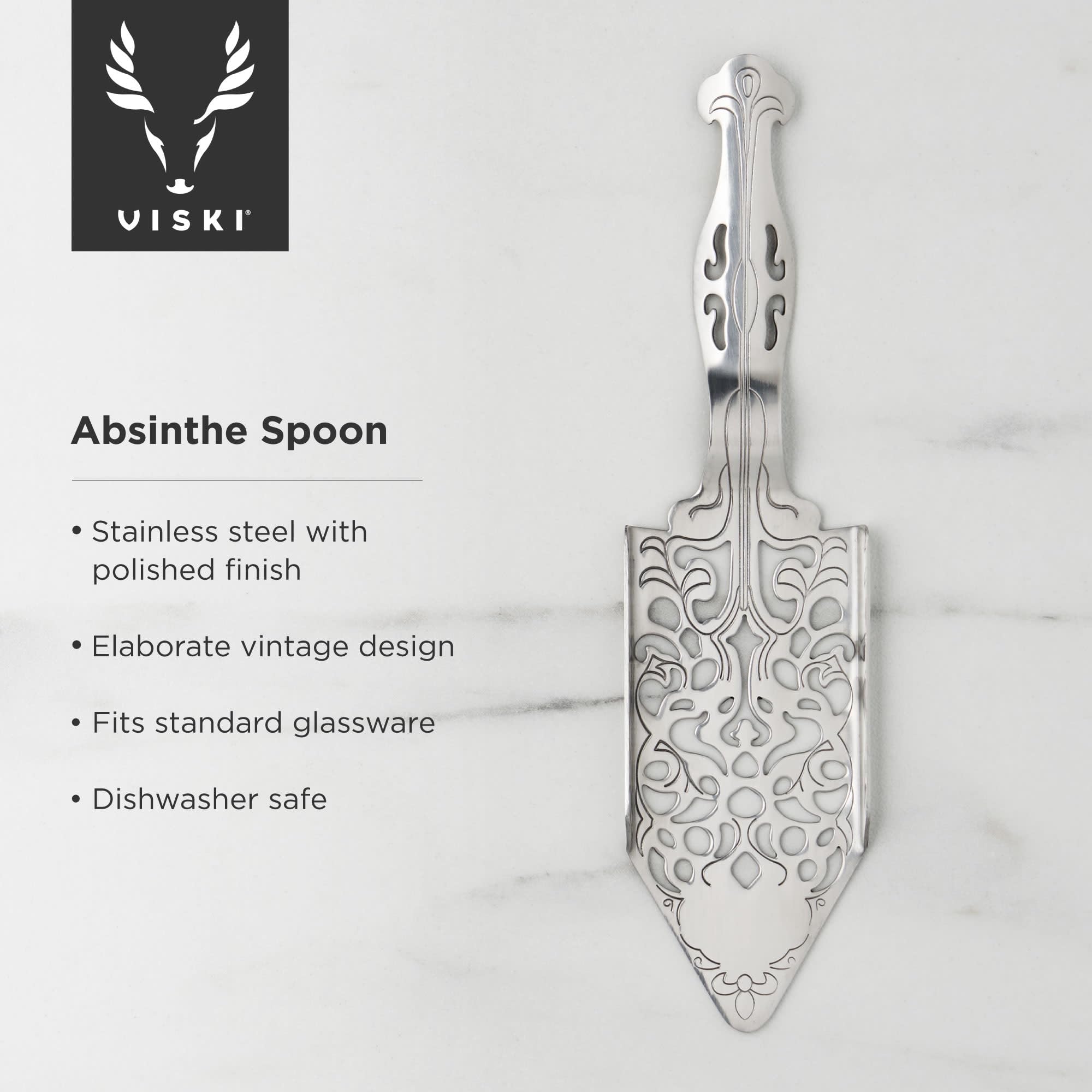 Viski Absinthe Spoon - Vintage Style Absinthe Dripper with Perforations - Dishwasher Safe Stainless Steel Set of 1