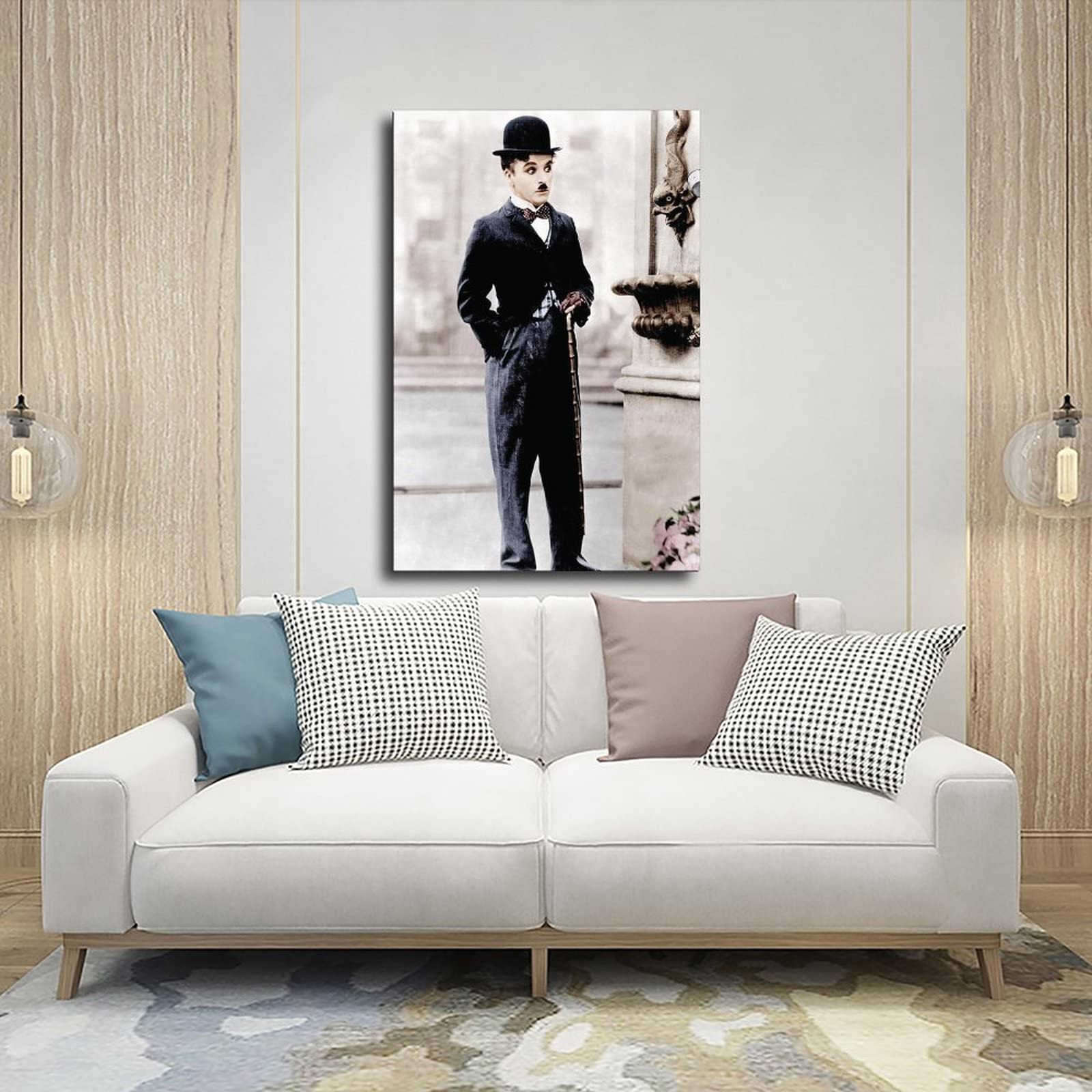 Poster Toile Charlie Chaplin - Décoration Murale Chambre Bureau 60x90 Cm - Sans Cadre