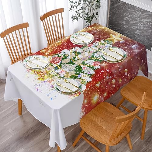 Lepuho - Mantel de Navidad rectangular de 60 x 84 pulgadas, color rojo, impermeable, resistente a las manchas y a las arrugas, lavable, para disponible en Yaxa Peru