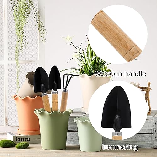 Miniatura 4 de 3 mini herramientas de jardinería, herramientas de mano portátiles de alta calidad pequeñas con asas antideslizantes, juego de pala y rastrillo para