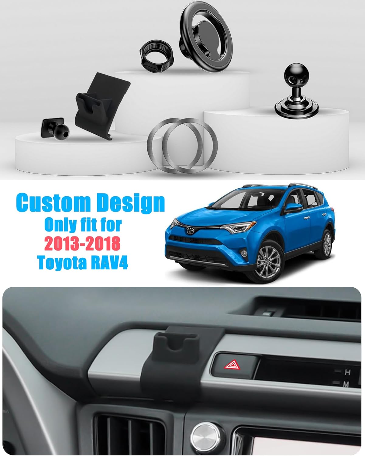 for Magsafe Car Phone Holder, Air Vent Adjustable Stand, Auto Cradles Dashboard Mount for Toyota RAV4 2013-2018, Custom Magnetic Navigation Bracket for All Smartphone, for iPhone