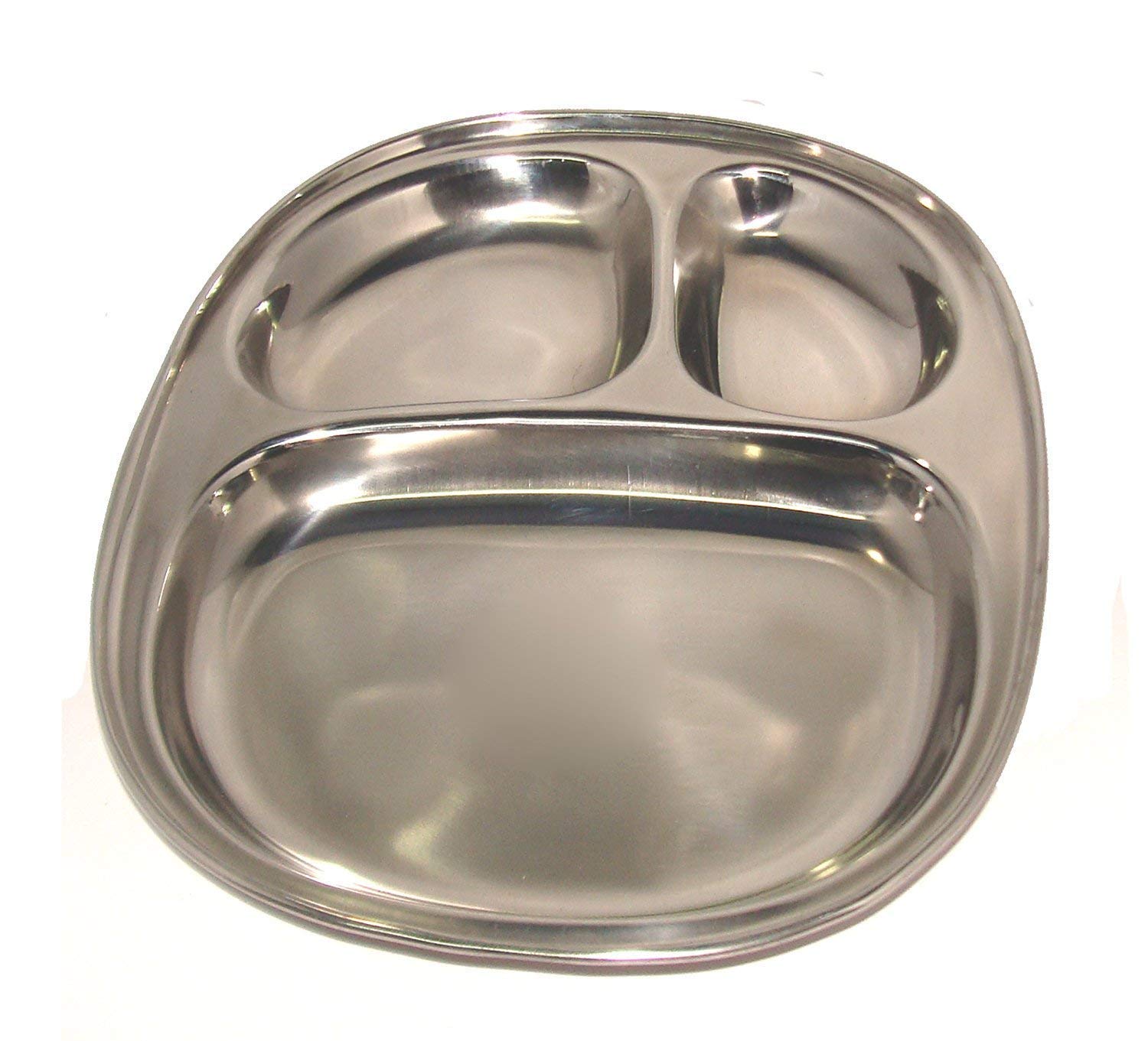 Royal Aakriti Presents 100% Stainless Steel Three Compartment Plate, Dinner Plate, Stainless Steel Plate, Mess Trays Great for Camping Set of 2 Piece